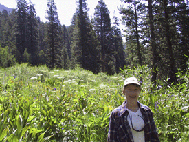 Photo: Leslie E. Frank, DPT in a meadow located in Mammoth, CA.